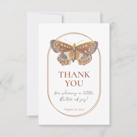 Butterfly Kisses Baby shower Dank u Bedankkaart (Voorkant)