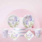 Butterfly Kisses-Baby shower | Geen tekst | Paars Papieren Kommen