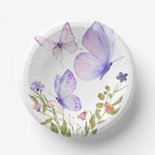 Butterfly Kisses-Baby shower | Geen tekst | Paars Papieren Kommen (Voorkant)