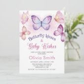Butterfly Kisses Baby shower Invitation Kaart (Staand voorkant)