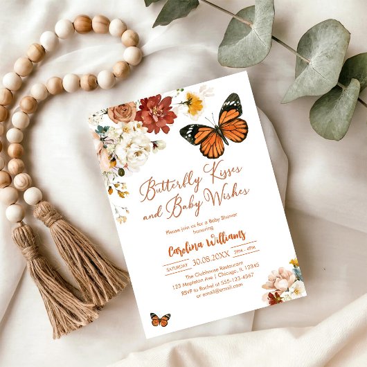 Butterfly Kisses Baby Shower Invitation Kaart