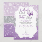Butterfly Kisses Baby shower Invitation Kaart (Voorkant / Achterkant)