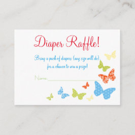 Butterfly Kisses Baby shower Luier Raffle Tickets Informatiekaartje