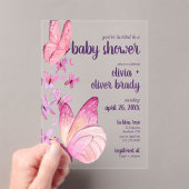 Butterfly Kisses & Baby Wensen | Baby shower Pink Acryl Uitnodigingen (Insitu (Draagbaar))