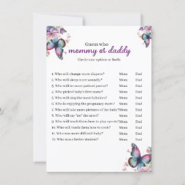 Butterfly kisses & Baby Wensen baby shower spel Kaart