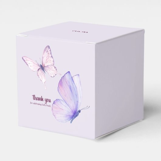 Butterfly Kisses & Baby Wensen Douche | Paars Bedankdoosjes (Voorkant Zijde)