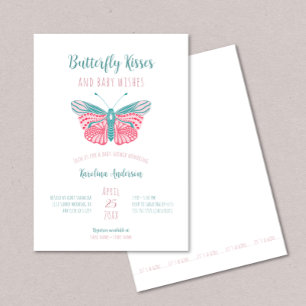 Butterfly Kisses + Baby Wensen meisje baby shower Kaart