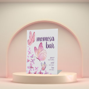 Butterfly Kisses & Baby Wensen Momosa Bar Pink Reclamebord Met Voetstuk