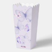 Butterfly Kisses & Baby Wensen | Paarse popcorn Bedankdoosjes (Voorkant)