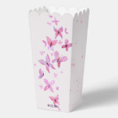 Butterfly Kisses & Baby Wensen | Roze popcorn Bedankdoosjes (Voorkant)