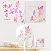Butterfly Kisses + Baby wensen | roze vlinder Gastenboek