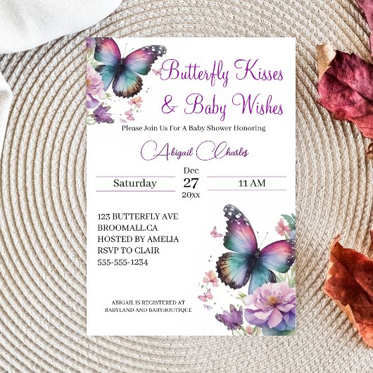 Butterfly Kisses & Baby Wensen Uitnodiging