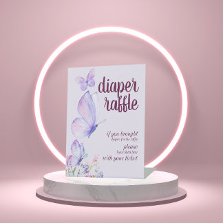 Butterfly Kisses Baby Wish | Luierscheur Paarse Reclamebord Met Voetstuk