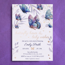 Butterfly Kisses & Baby Wishes Baby shower Folie Uitnodiging