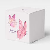 Butterfly Kisses & Baby Wishes Baby shower | Roze Bedankdoosjes (Voorkant Zijde)