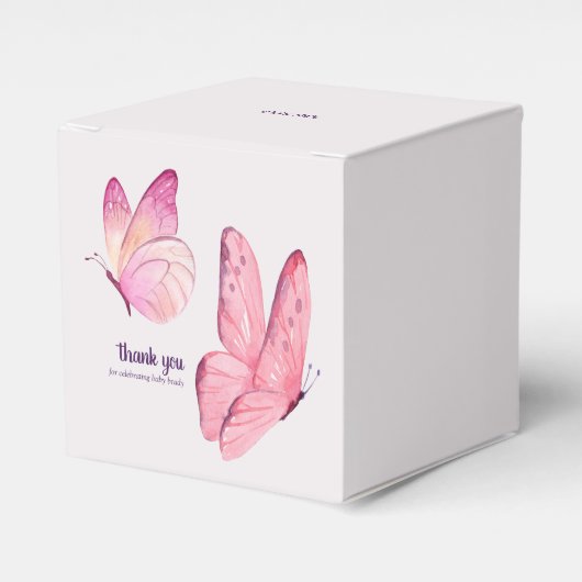 Butterfly Kisses & Baby Wishes Baby shower | Roze Bedankdoosjes (Voorkant Zijde)