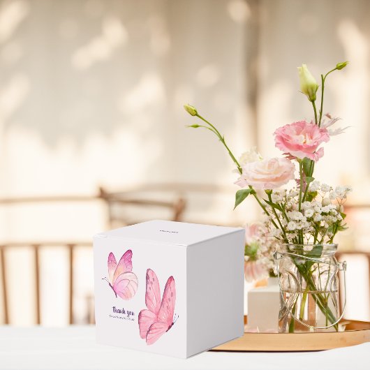 Butterfly Kisses & Baby Wishes Baby shower | Roze Bedankdoosjes