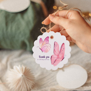 Butterfly Kisses & Baby Wishes Baby shower Roze Bedankjes Labels