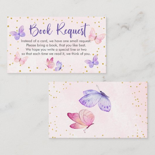 BUTTERFLY KISSES & BABY WISHES Boek aanvragen Informatiekaartje (Voorkant / Achterkant)