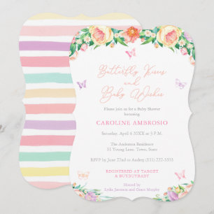 Butterfly Kisses & Baby Wishes Summer Baby shower Kaart