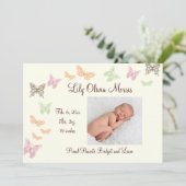 Butterfly Kisses Birth Announcement ivoor Aankondiging (Staand voorkant)