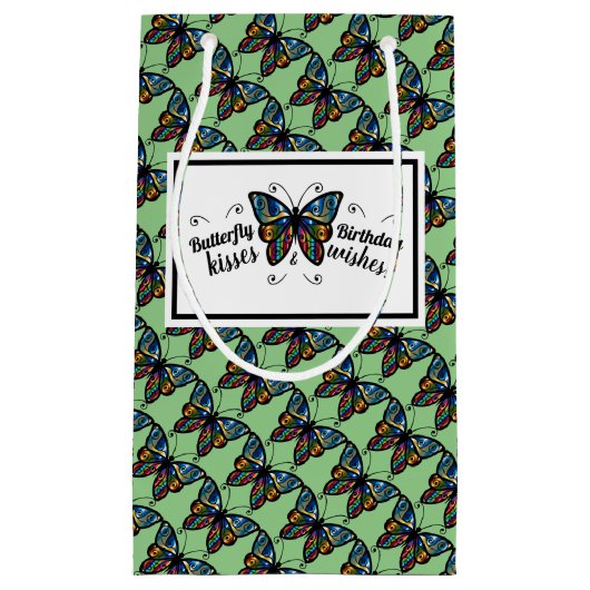 Butterfly Kisses Birthday Favor Bag Klein Cadeauzakje (Voorkant)