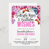 Butterfly Kisses Birthday Invitation Kaart (Voorkant / Achterkant)