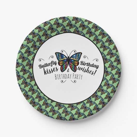 Butterfly Kisses Birthday Party Paper Bord (Voorkant)