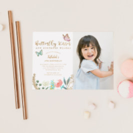 Butterfly Kisses Birthday wil Foto Party Kaart