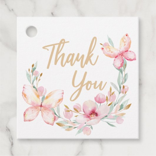 Butterfly Kisses & Birthday wil je bedanken voor j Bedankjes Labels (Voorkant)