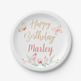 Butterfly Kisses & Birthday Wishes, elke leeftijds Papieren Bordje