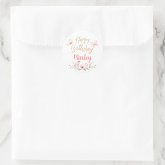 Butterfly Kisses & Birthday Wishes, elke leeftijds Ronde Sticker