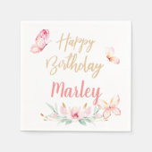 Butterfly Kisses & Birthday Wishes, elke leeftijds Servet (Voorkant)