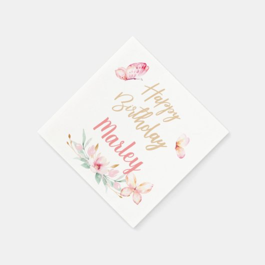 Butterfly Kisses & Birthday Wishes, elke leeftijds Servet (Hoek)