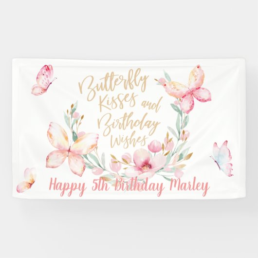 Butterfly Kisses & Birthday Wishes, Happy Birthday Spandoek (Horizontaal)