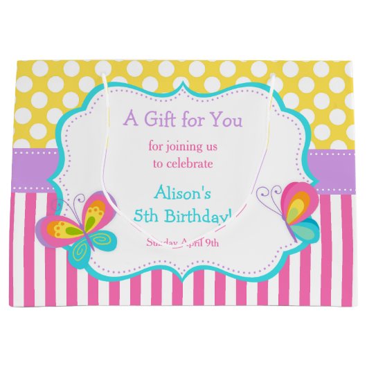 Butterfly Kisses & Birthday Wishes Party Dank u Groot Cadeauzakje (Voorkant)