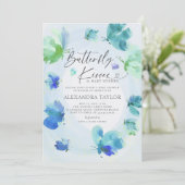 Butterfly Kisses Blue Waterverf Baby Boy Shower Kaart (Staand voorkant)