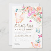 Butterfly Kisses Bright Bloemen Baby Meisje Douche Kaart (Voorkant)