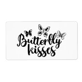 Butterfly Kisses Butterflies Black White Wedding Etiket (Voorkant)