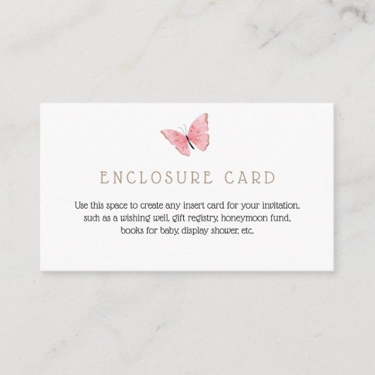 Butterfly Kisses Custom Text Enclosure Card Informatiekaartje (Voorkant)