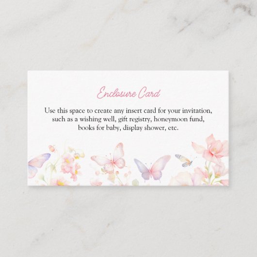 Butterfly Kisses Custom Text Enclosure Card Informatiekaartje (Voorkant)