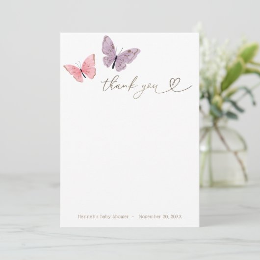 Butterfly Kisses Dank u  Bedankkaart (Staand voorkant)