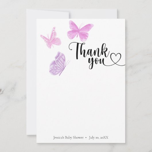 Butterfly Kisses Dank u Bedankkaart (Voorkant)