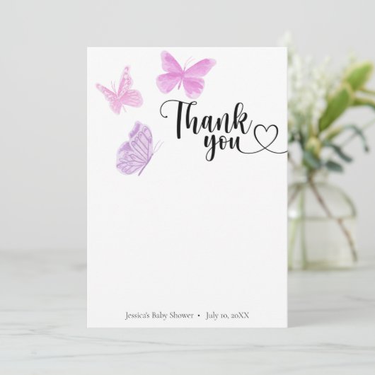 Butterfly Kisses Dank u Bedankkaart (Staand voorkant)