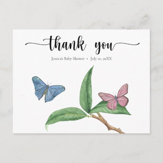 Butterfly Kisses Dank u Briefkaart (Voorkant)