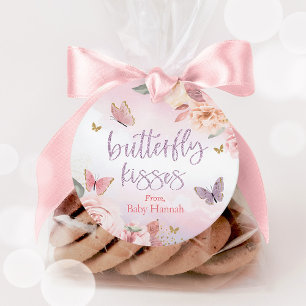 Butterfly Kisses Dank u Favor Tags Baby shower Bedankjes Labels