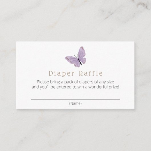 Butterfly Kisses Diaper Raffle Informatiekaartje (Voorkant)