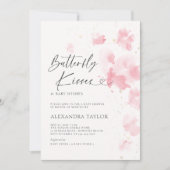 Butterfly Kisses Dream Waterverf Baby Meisje Douch Kaart (Voorkant)