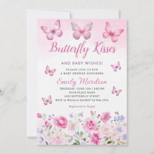 Butterfly Kisses en Baby Wensen meisje Baby shower Kaart