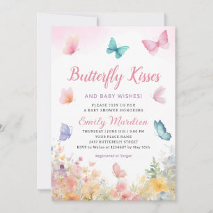Butterfly Kisses en Baby Wensen meisje Baby shower Kaart
